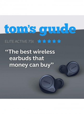 Jabra Elite Active 75t Earbuds - Active Noise Cancelling True Wireless Sports Earphones with Long Battery Life For Calls and Music - Navy