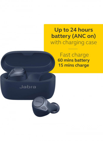 Jabra Elite Active 75t Earbuds - Active Noise Cancelling True Wireless Sports Earphones with Long Battery Life For Calls and Music - Navy