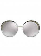 Women's Round SILVER Sunglasses with light grey mirror silver lenses - Lens Size: 61 mm