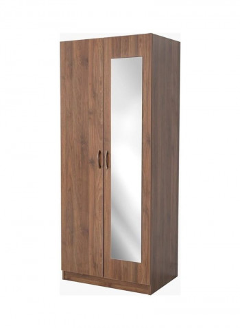 Como 2-Door Wardrobe With Mirror Brown 190 x 77 x 59cm