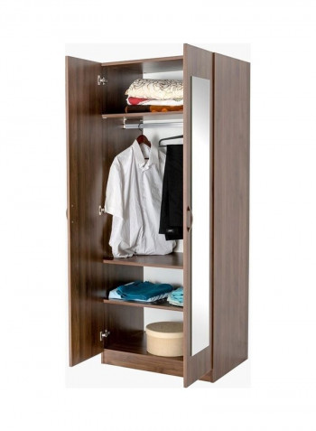 Como 2-Door Wardrobe With Mirror Brown 190 x 77 x 59cm