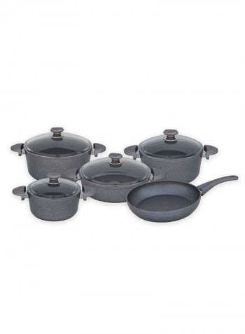 9-Piece Granite Cookware Set Grey