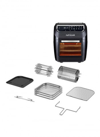 Air Fryer Oven Convection & Rotisserie Oven Dehydrator Led One Touch Screen With 9 Presets 12 l 1800 W Model- AO112K  Item code- NC-AFO12 Black