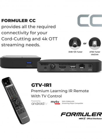 2GB RAM 16GB ROM 4K UHD Hybrid Android IPTV Box With DVB-C Connection CC Black