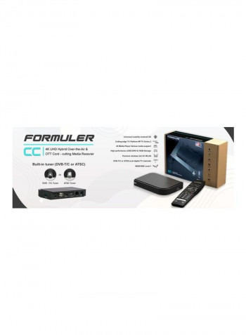 2GB RAM 16GB ROM 4K UHD Hybrid Android IPTV Box With DVB-C Connection CC Black