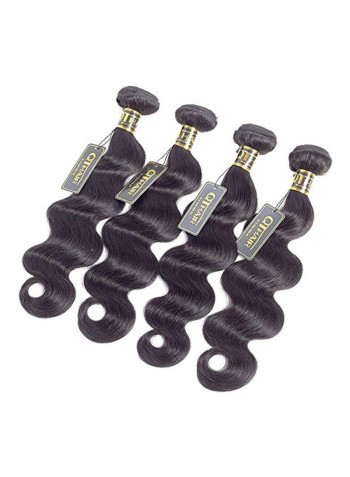 4-Piece Hair Extension Set Black 18inch