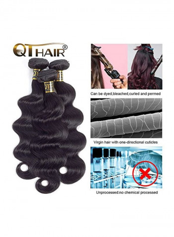 4-Piece Hair Extension Set Black 18inch
