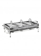 Triple Casserole With Warmer Silver 51x26x18cm reviews Triple Casserole With Warmer Silver 51x26x18cm