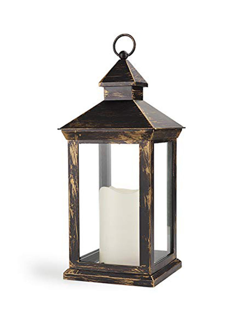 Vintage Decorative Lantern with LED Pillar Candle Multicolour 7.5x14.9x7.5inch