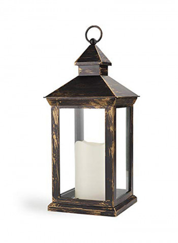 Vintage Decorative Lantern with LED Pillar Candle Multicolour 7.5x14.9x7.5inch
