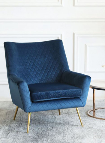 Velvet Recliner Single Sofa Navy Blue/Gold