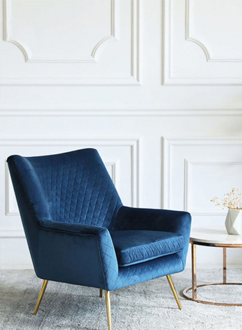 Velvet Recliner Single Sofa Navy Blue/Gold