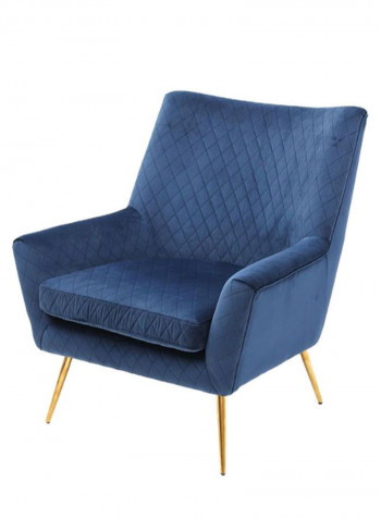 Velvet Recliner Single Sofa Navy Blue/Gold