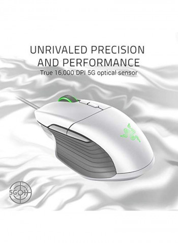 Basilisk Ergonomic FPS Gaming Mouse 124 x 75 x 43millimeter Mercury White