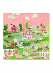 Sheep And Birdies Wall Decor Green/Pink/Black 21x21inch