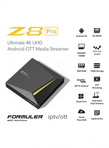 2GB RAM 16GB ROM Ultimate 4K UHD Android IPTV Box Z8 PRO Black