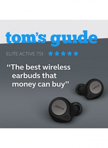 Jabra Elite Active 75t Earbuds - Active Noise Cancelling True Wireless Sports Earphones with Long Battery Life for Calls and Music - Titanium Black