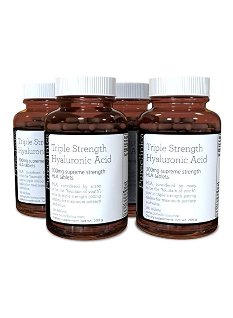 4-Piece Triple Strength Hyaluronic Acid Dietery Supplement 300 mg - 180 Tablets