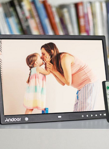 LED Digital Photo Frame With Remote Control 35.5 x 24.3centimeter Black
