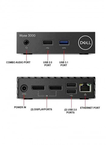 Wyse 3040 Thin Client Mini PC With Atom Processor/2GB RAM/8GB eMMC Flash Memory/Intel HD Graphics 400 Black