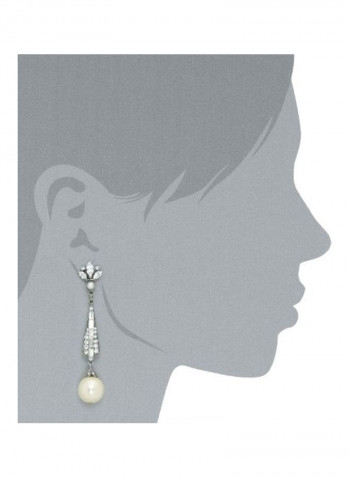 Silver Plated Swarovski Crystal And Pearl Studded Clip-ons Earrings