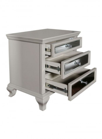 Washington 3-Drawer Nightstand Grey/Silver 65x45x65cm
