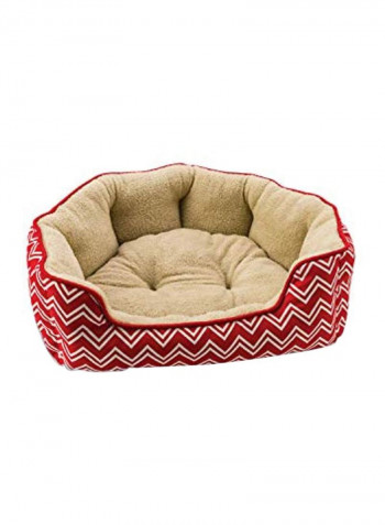 سرير من الجلدي الصناعي على شكل صَدَفة المحار المروحي Red Chevron 24بوصة
