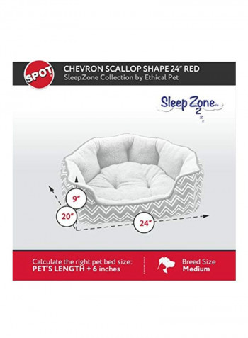 سرير من الجلدي الصناعي على شكل صَدَفة المحار المروحي Red Chevron 24بوصة