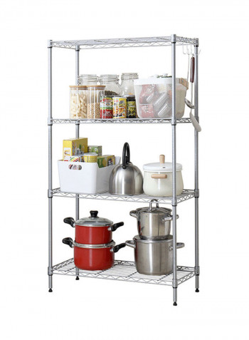 4-Tier Storage Shelves Silver 60x30x120cm