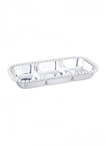 3-Section Pearled Server Silver/White 13inch