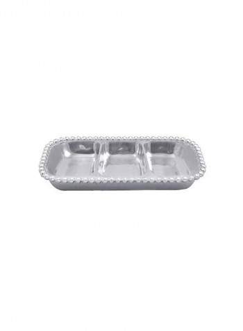 3-Section Pearled Server Silver/White 13inch