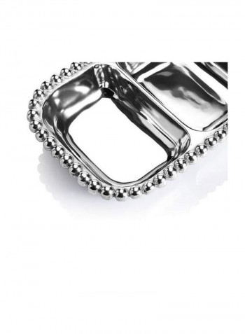 3-Section Pearled Server Silver/White 13inch