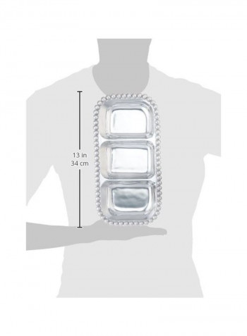 3-Section Pearled Server Silver/White 13inch