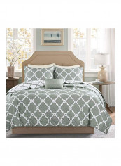 4-Piece Merritt Coverlet Set Polyester Grey/White Full/Queen