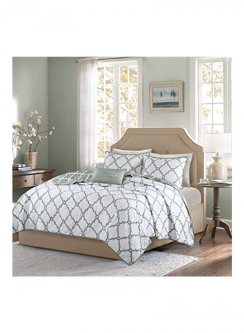 4-Piece Merritt Coverlet Set Polyester Grey/White Full/Queen