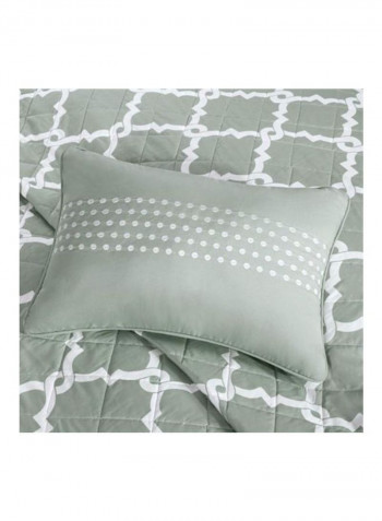 4-Piece Merritt Coverlet Set Polyester Grey/White Full/Queen