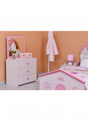 Costaget Kids Dresser Mirror With 3 Drawer Pink 67x74x79cm