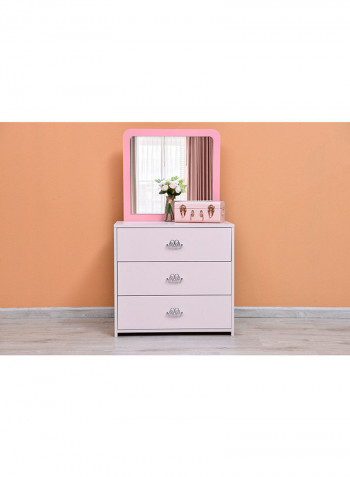Costaget Kids Dresser Mirror With 3 Drawer Pink 67x74x79cm
