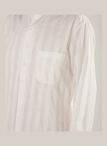 Mandarin Neck Casual Nightdress White