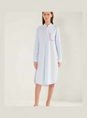 Mandarin Neck Casual Nightdress Blue reviews Mandarin Neck Casual Nightdress Blue