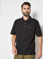 Loose Fit Cotton Piqué Polo Black/Black