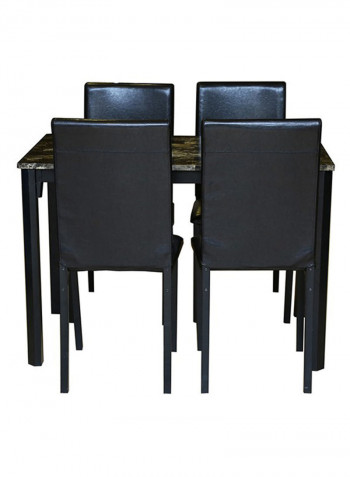 4 Seater Crawford Dining Set Black 71x76x111centimeter