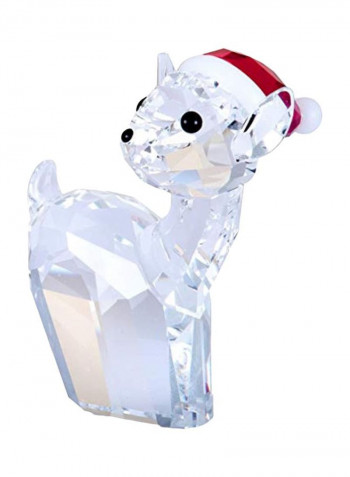 Doe With Santa Hat Decorative Figure Clear/White/Red 1.875x1.625x1.125inch