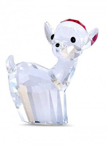 Doe With Santa Hat Decorative Figure Clear/White/Red 1.875x1.625x1.125inch