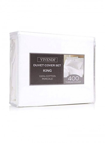 3-Piece Cotton Duvet Cover Set White King