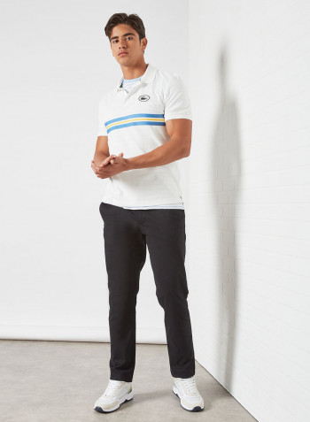 Shorts Sleeves Striped Polo White/Blue/Yellow