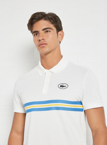 Shorts Sleeves Striped Polo White/Blue/Yellow