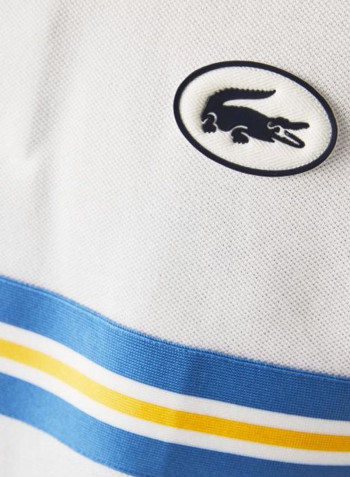 Shorts Sleeves Striped Polo White/Blue/Yellow