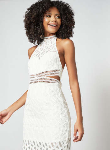 Cut-Out Lace Dress White
