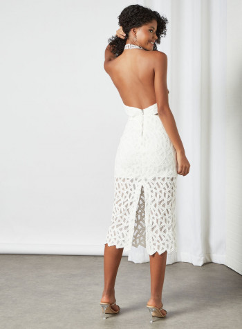 Cut-Out Lace Dress White